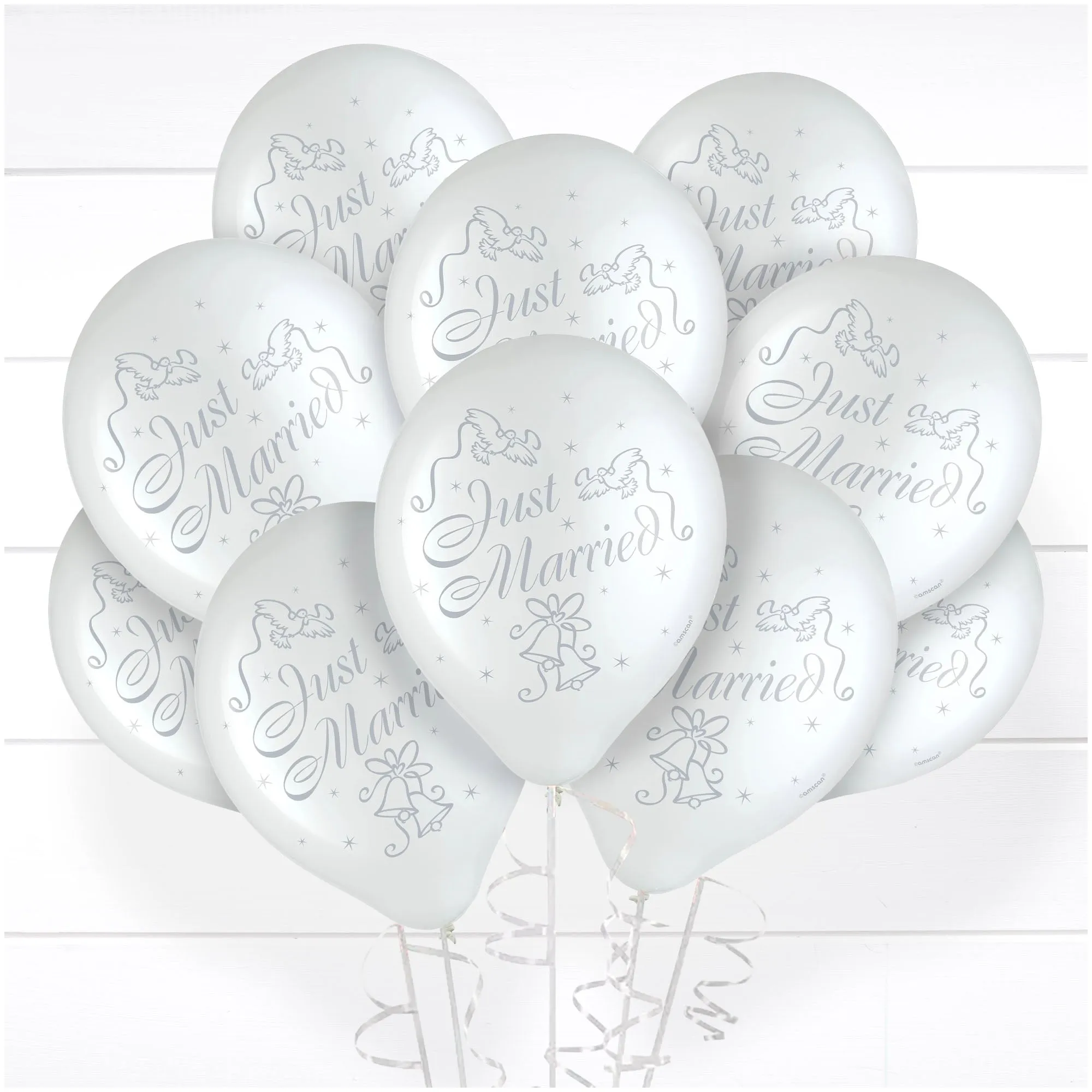 Bridal Party Supplies - White & Silver Latex Balloon Wedding Decorations, 30 Count
