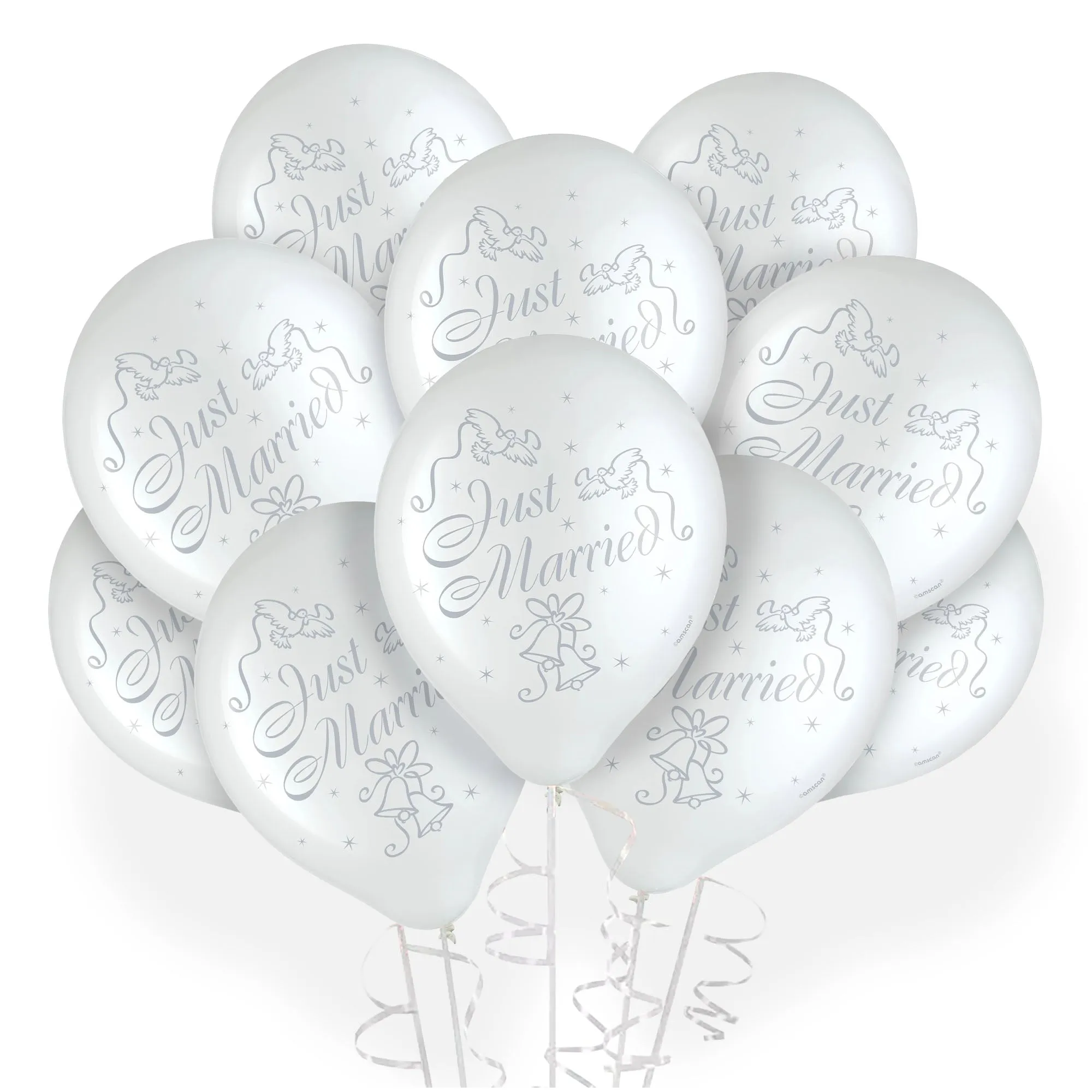 Bridal Party Supplies - White & Silver Latex Balloon Wedding Decorations, 30 Count