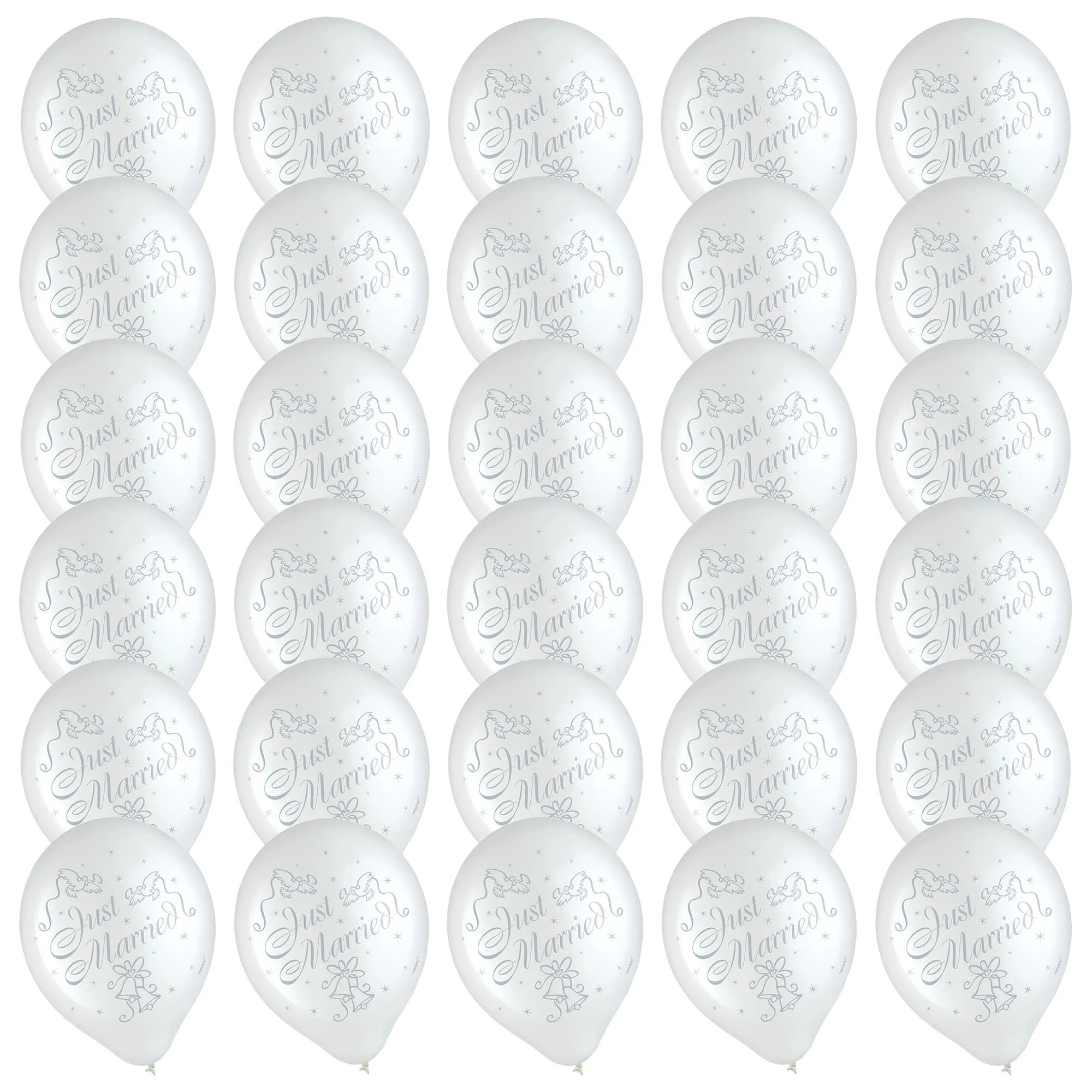Bridal Party Supplies - White & Silver Latex Balloon Wedding Decorations, 30 Count