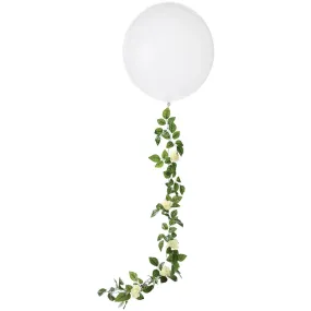 Bridal Shower White Latex Balloon With White Flowers, Luxurious Shower, 24 Inches, 1 Count