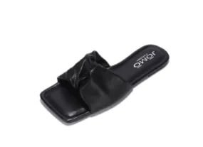 Cape Robbin JOMO Rangoon Black Flat Slip On Sandal Square Toe Fashion Mule Slide