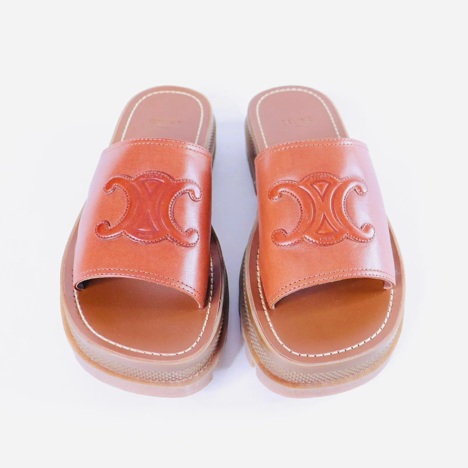 CELINE  Triomphe Leather Sandals
