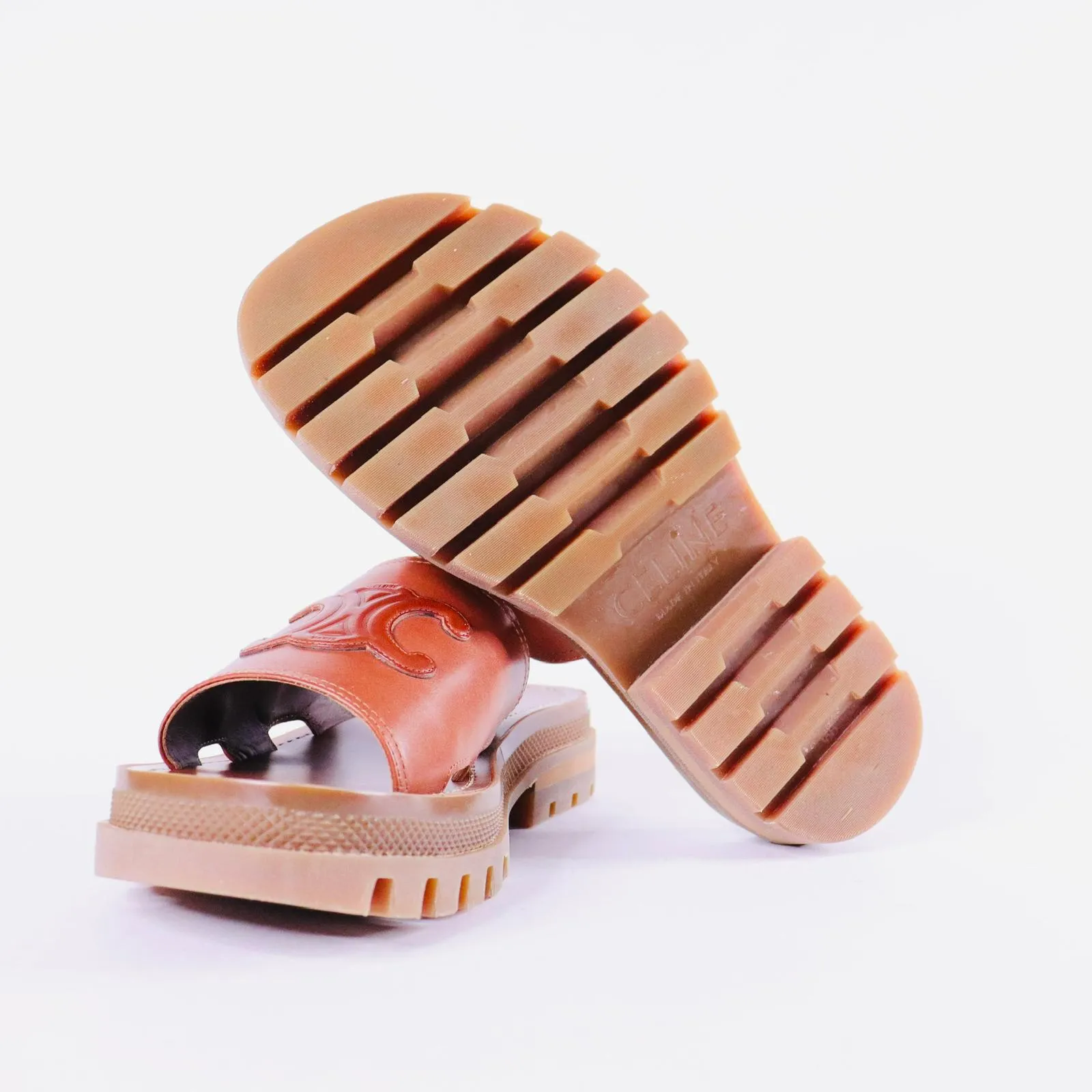 CELINE  Triomphe Leather Sandals