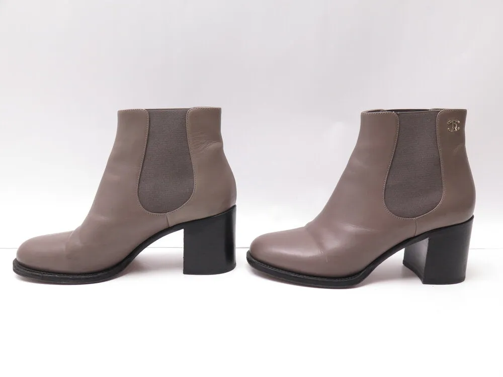 Chanel Leather Ankle Boots, 37