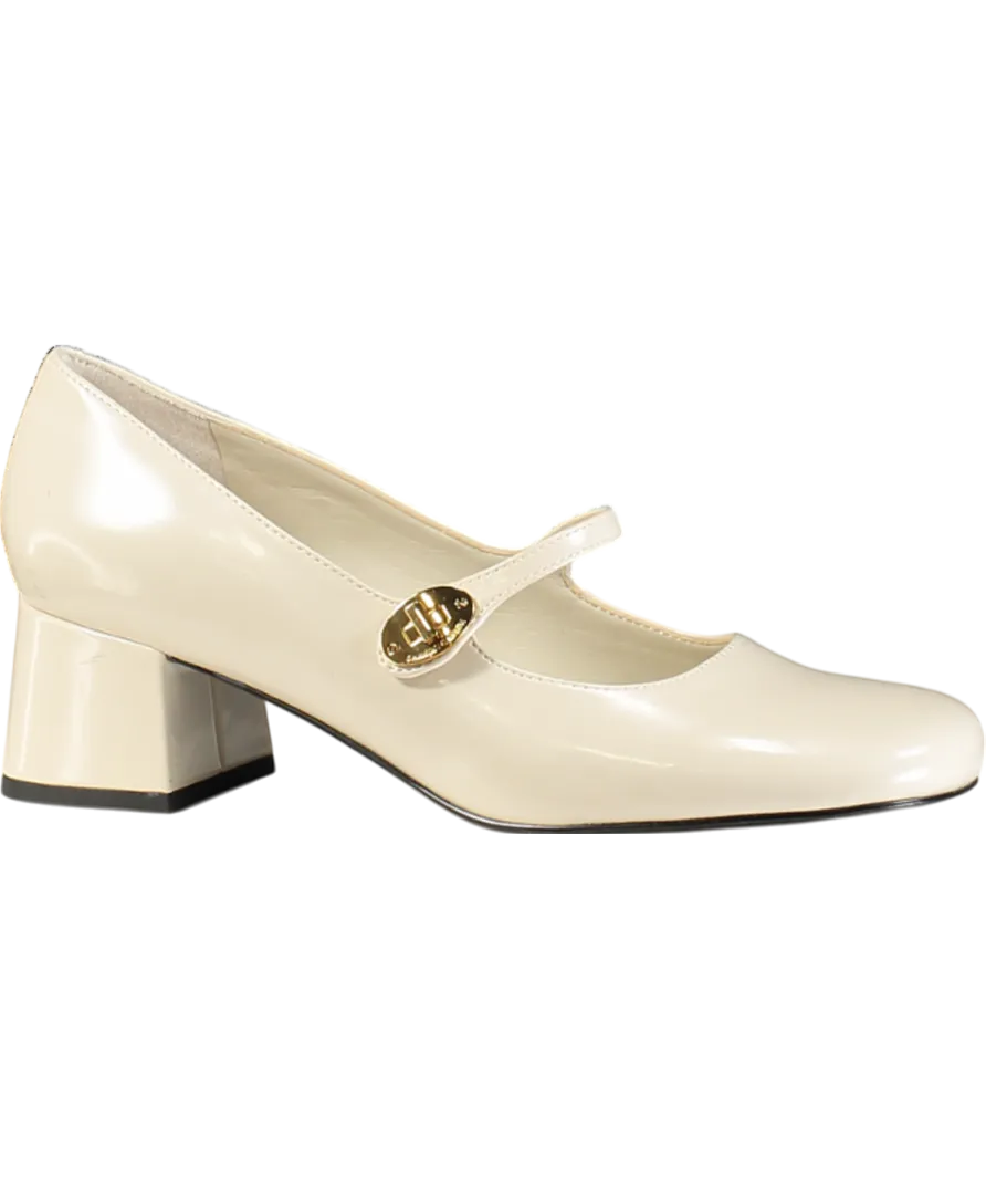 Charles & Keith Cream Hettie Patent Metallic-buckle Block-heel Mary Jane Shoes UK 5 EU 38 👠