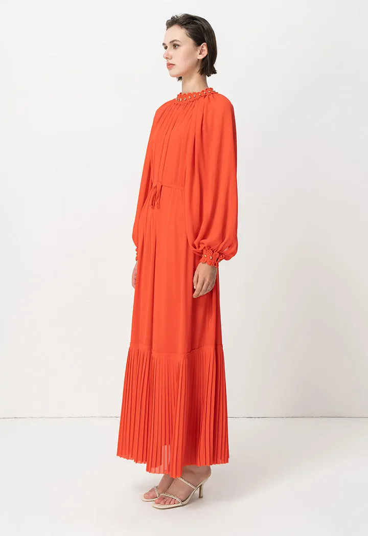 Choice Round Neck Embellished Crystal Dress Orange