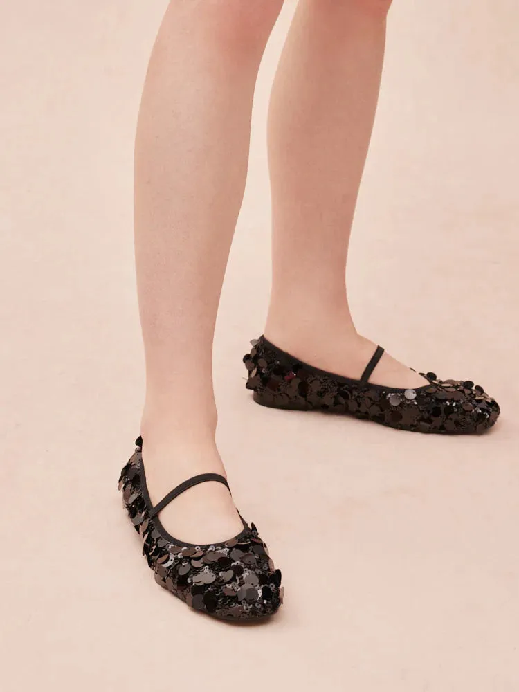 Christa Sequin Webbed Mary Janes