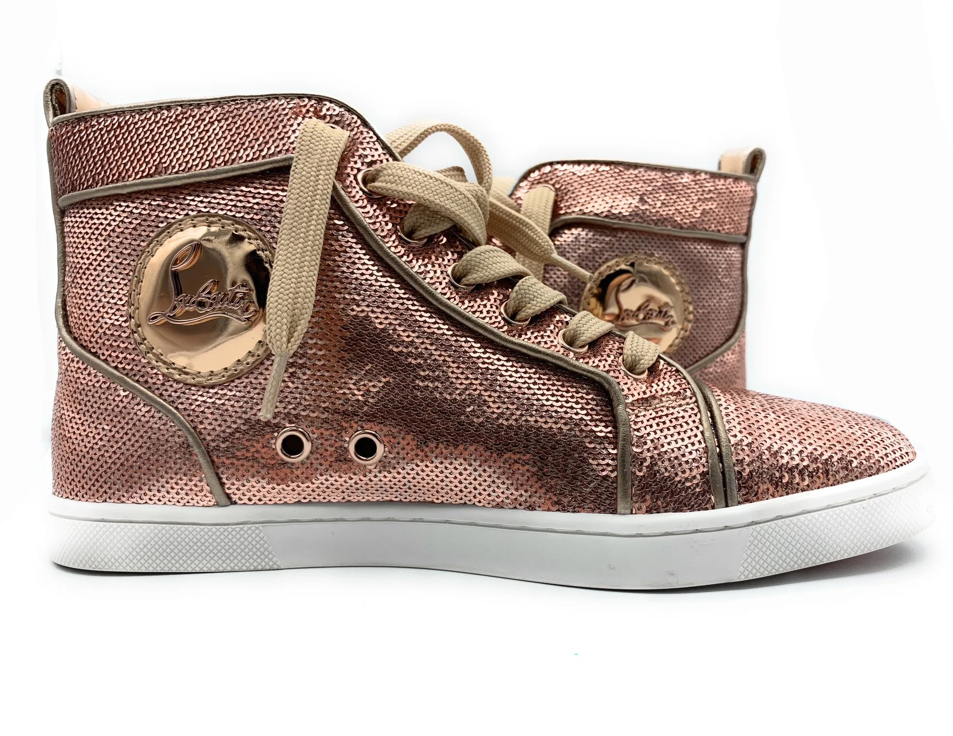 CHRISTIAN LOUBOUTIN - Bip Bip Orlato Flat Paill Sirene Hi-Top Womens Shoes 36 EU