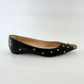 Christian Louboutin black leather spike flats, 38.5