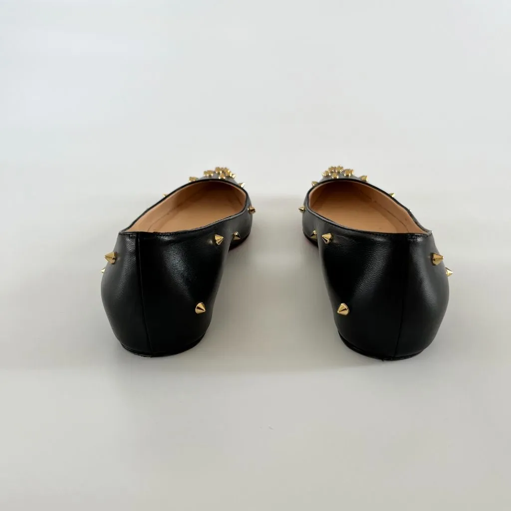 Christian Louboutin black leather spike flats, 38.5