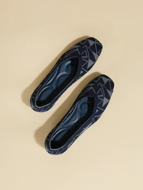 Color-Block Contrast Color Square-Toe V-Cut Flat Shoes