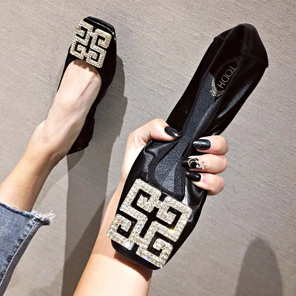 Comemore Leather Slip on Shoes for Women Ballet Flats Shallow Female Flat Shoe