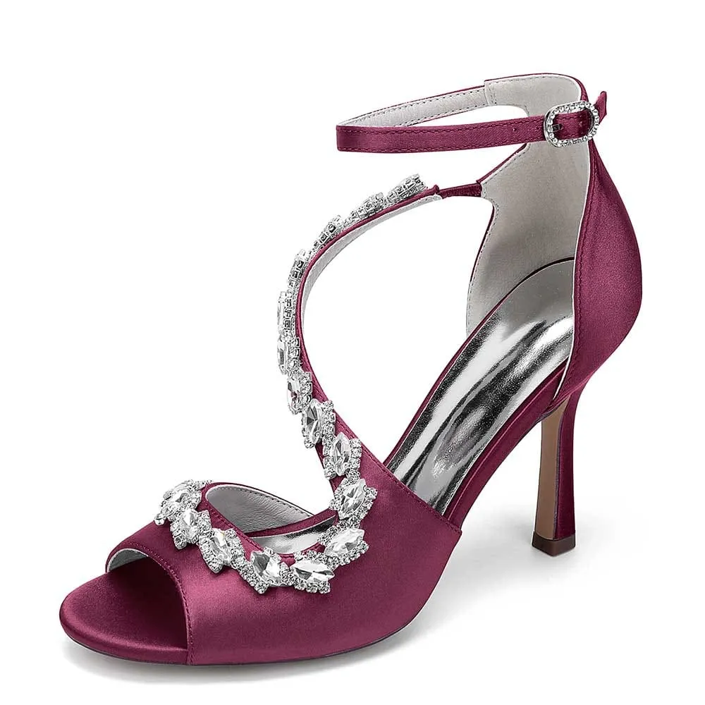 Crystal Cross Strap Sandals Prom Heels Hand-Made Wedding Shoes Dress Heels