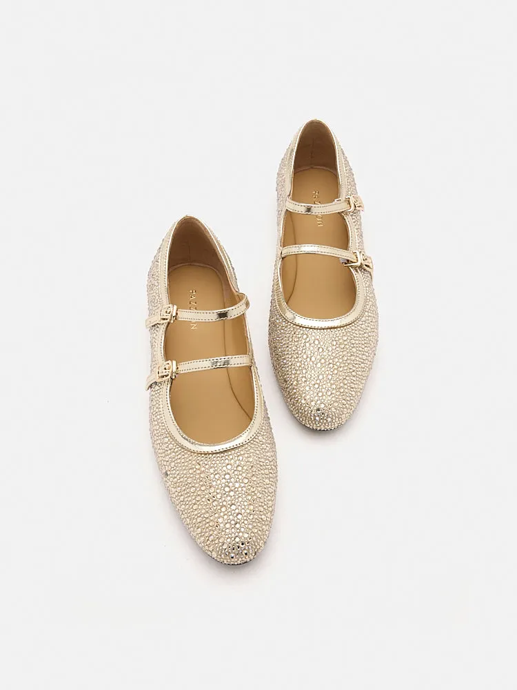 Demi Double Strapped Embellished Mary Janes
