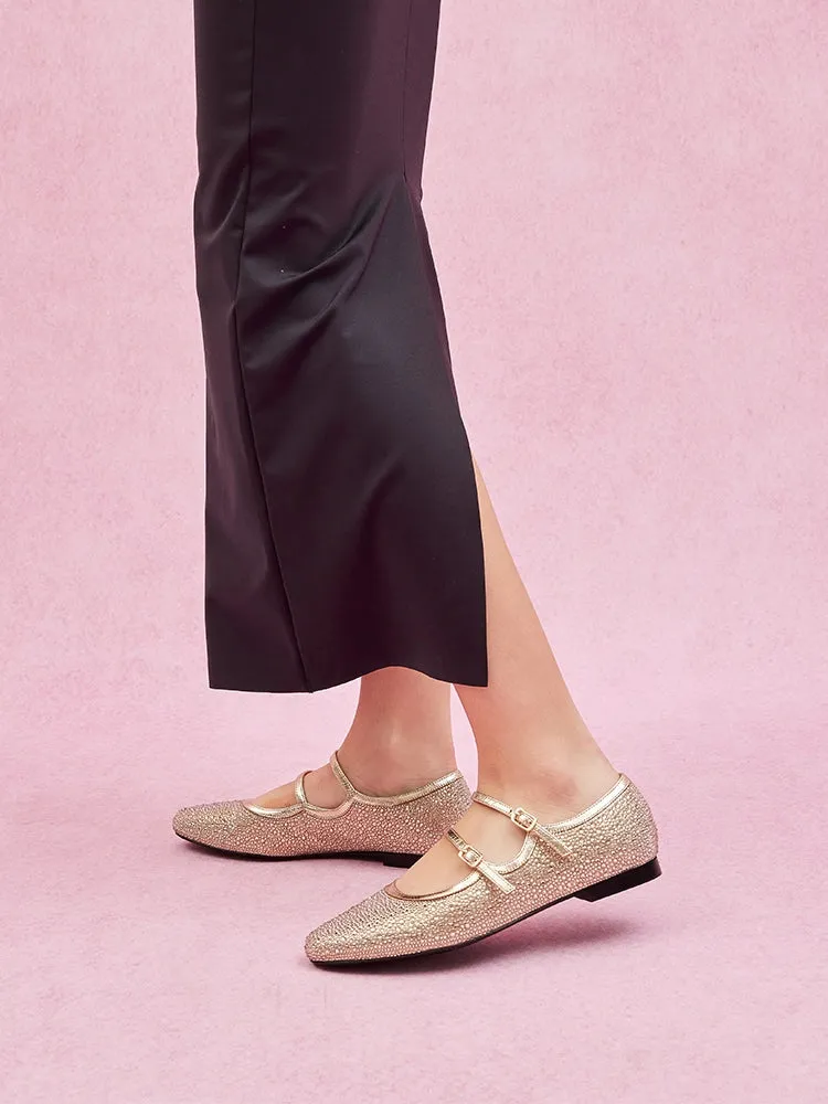 Demi Double Strapped Embellished Mary Janes