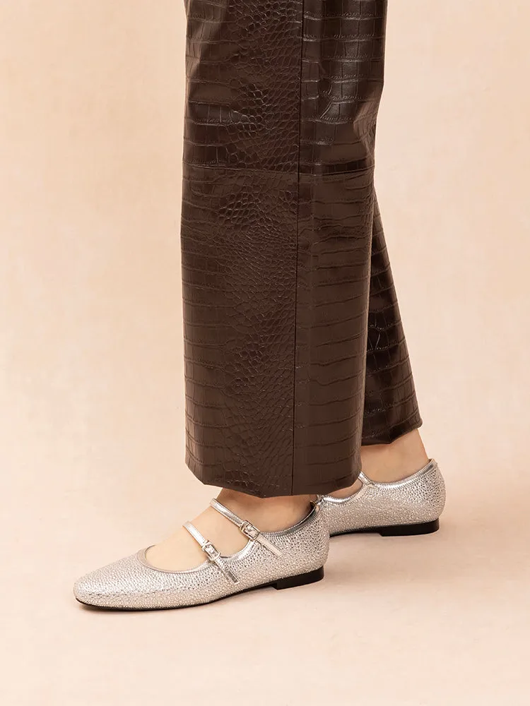 Demi Double Strapped Embellished Mary Janes