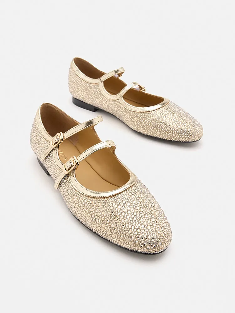 Demi Double Strapped Embellished Mary Janes