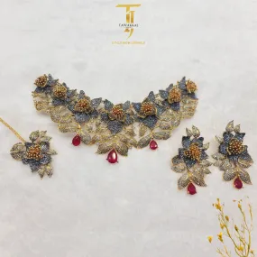 Designer’s Floral Gold-Plated Bridal Set