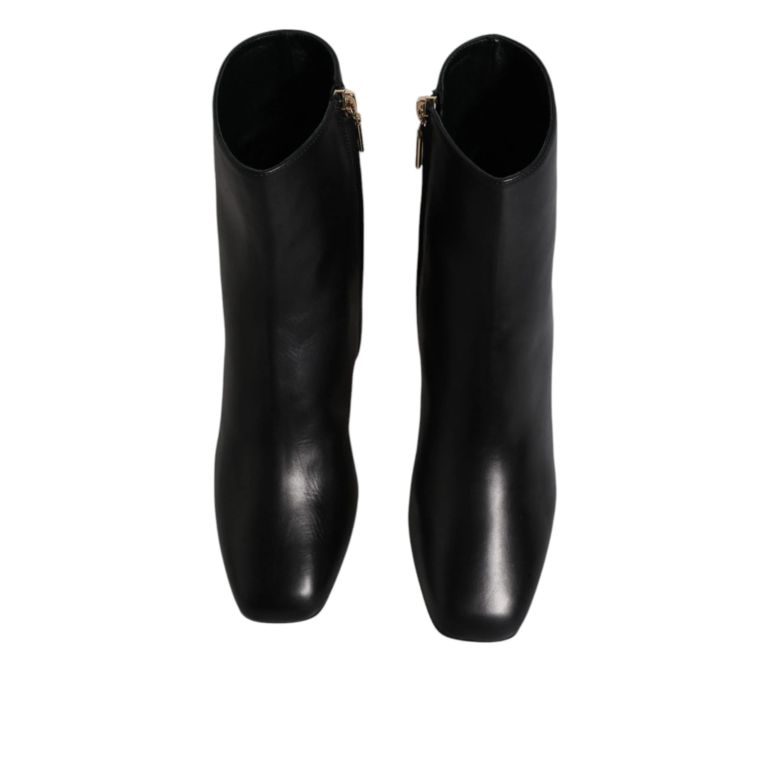 Dolce & Gabbana Black Jackie Leather Mid Calf Boots Shoes