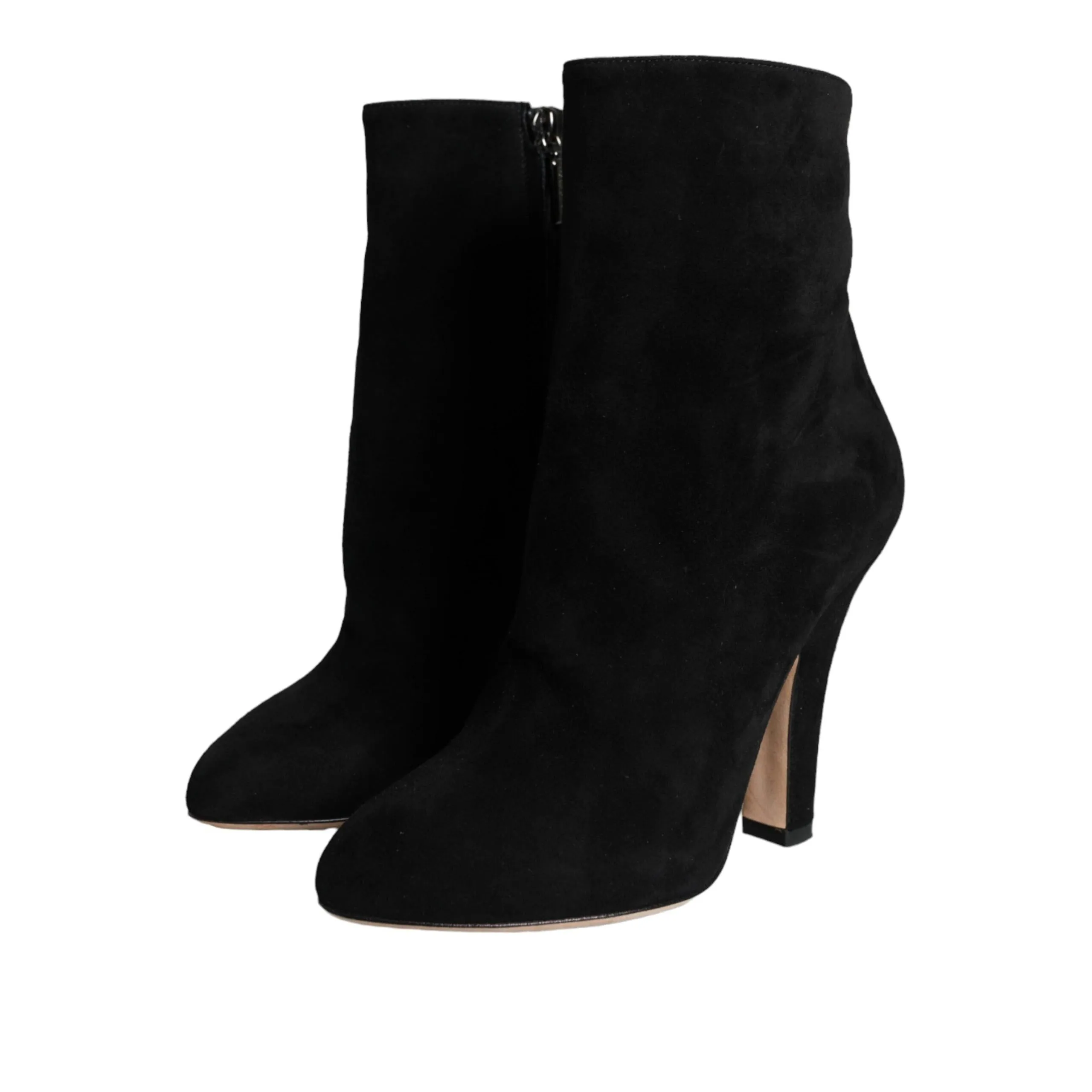 Dolce & Gabbana Black Suede Leather Mid Calf Boots Shoes