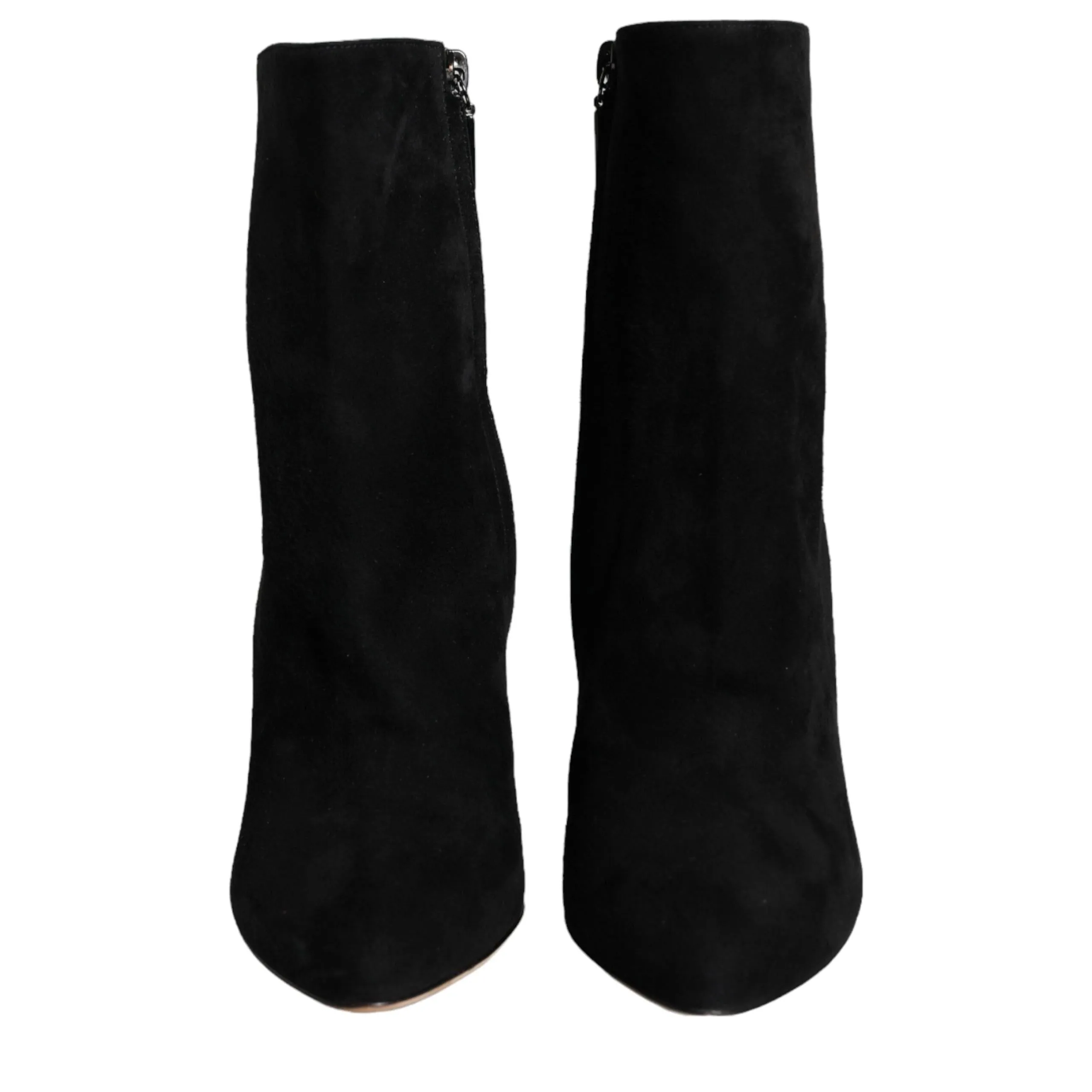 Dolce & Gabbana Black Suede Leather Mid Calf Boots Shoes