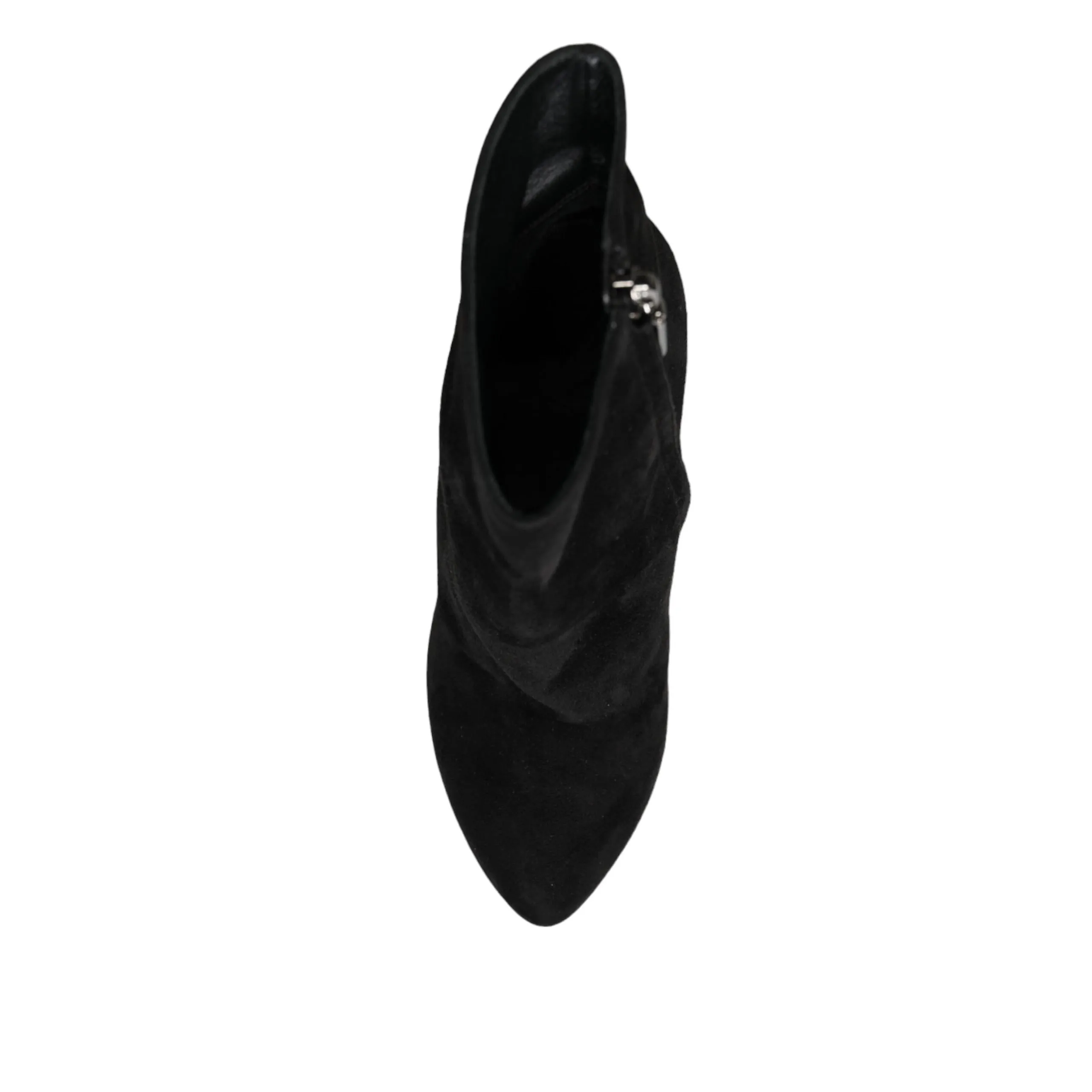 Dolce & Gabbana Black Suede Leather Mid Calf Boots Shoes
