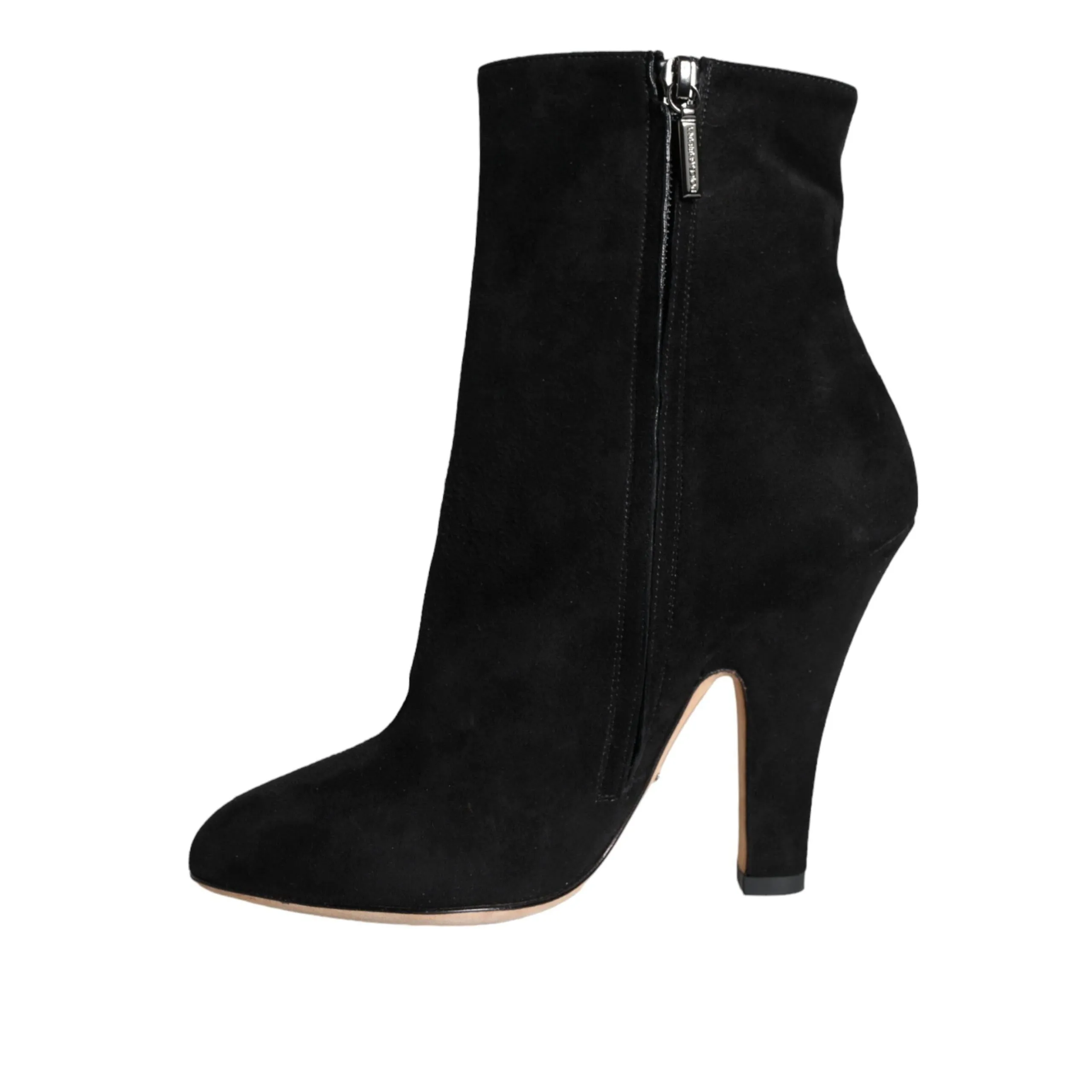 Dolce & Gabbana Black Suede Leather Mid Calf Boots Shoes