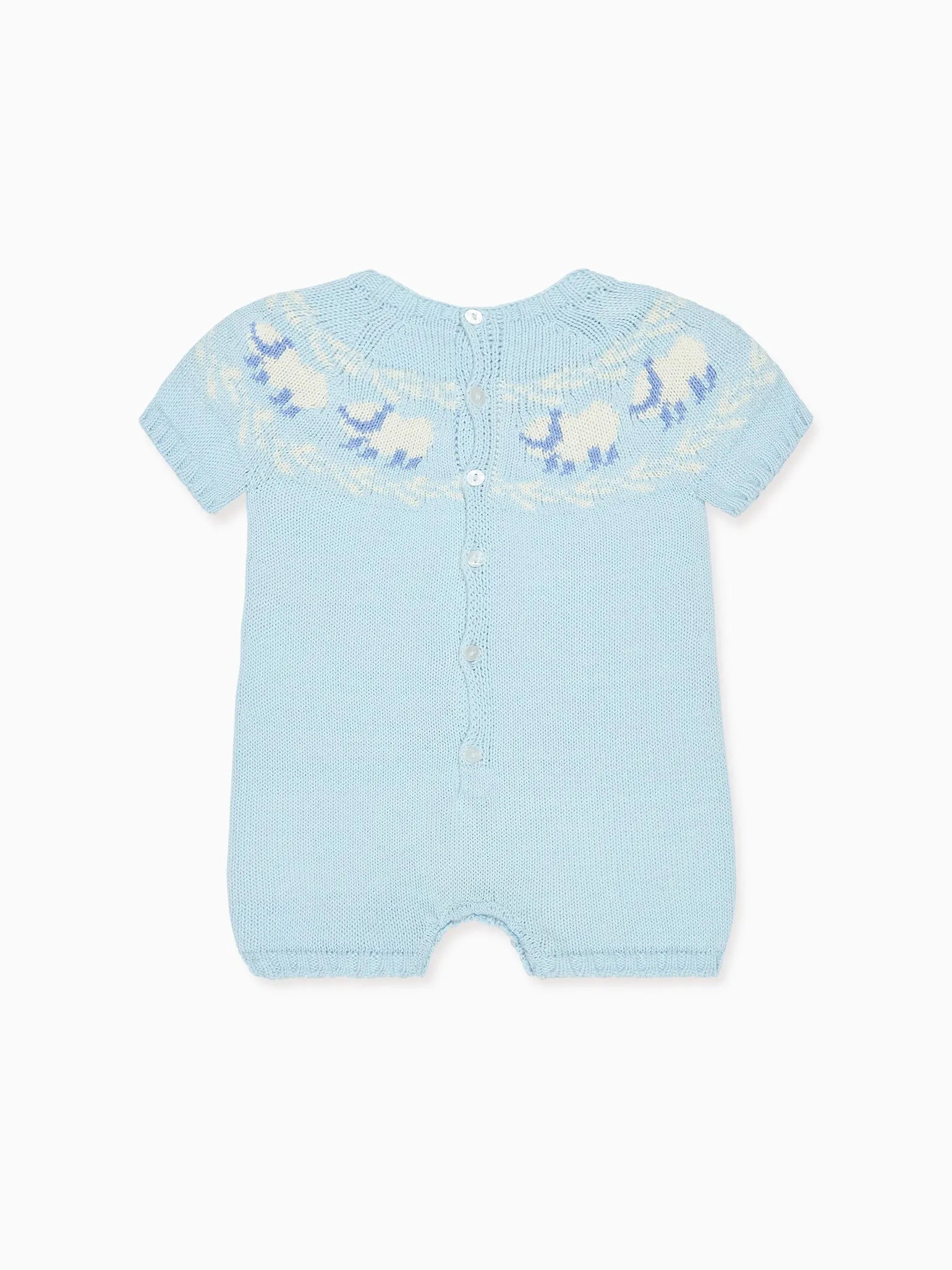 Dusty Blue Cordero Cotton Baby Knitted Jumpsuit