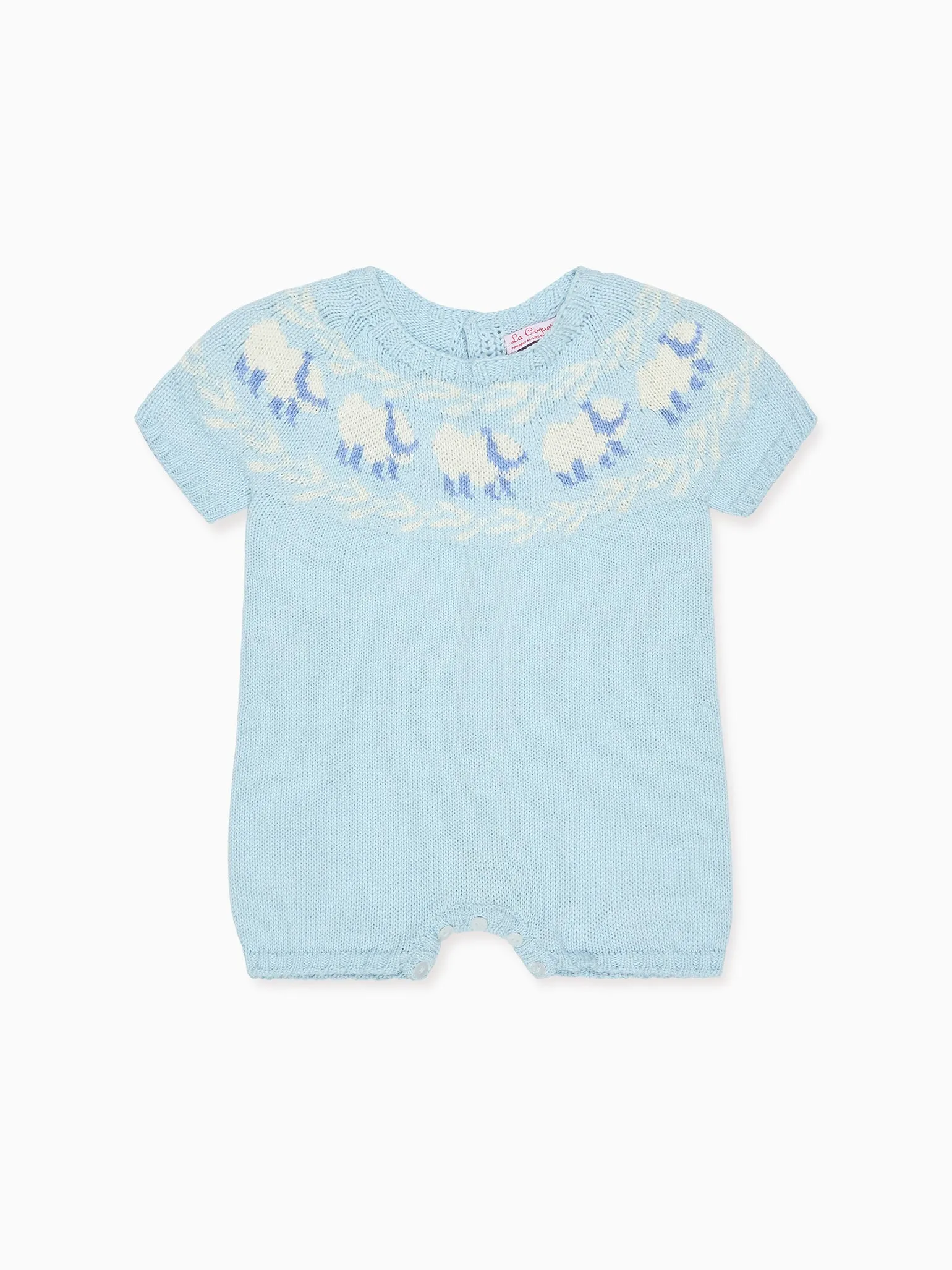 Dusty Blue Cordero Cotton Baby Knitted Jumpsuit
