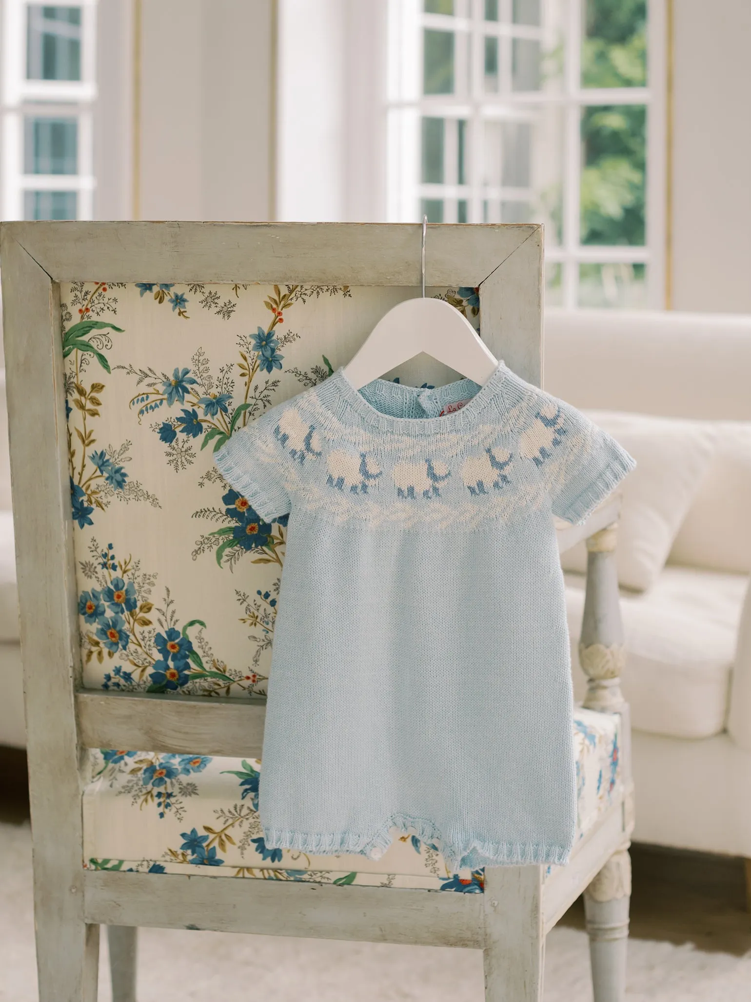 Dusty Blue Cordero Cotton Baby Knitted Jumpsuit
