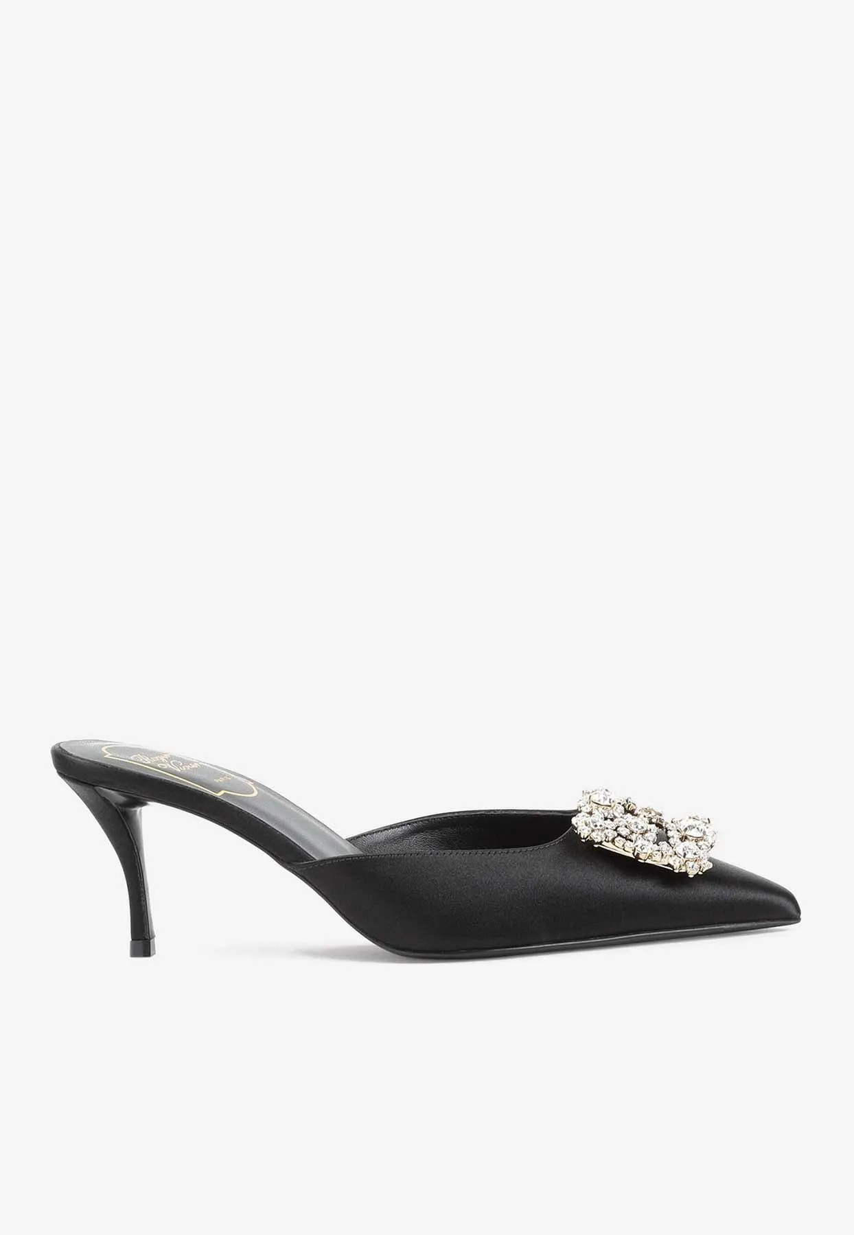 Efflorescence 65 Crystal Buckle Satin Mules