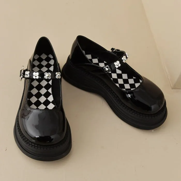 Elegant Pure Color Round Toe Mary Janes Shoes