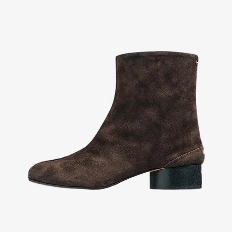 Elegant Suede Tabi Ankle Boots 30mm