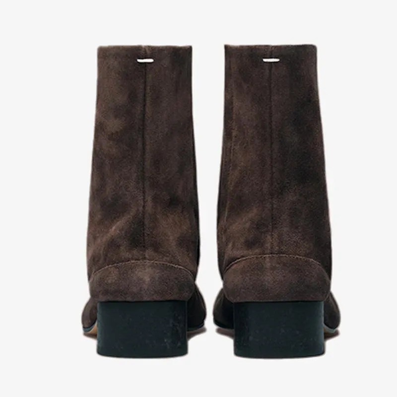 Elegant Suede Tabi Ankle Boots 30mm