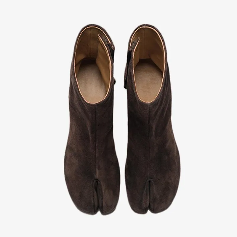 Elegant Suede Tabi Ankle Boots 30mm