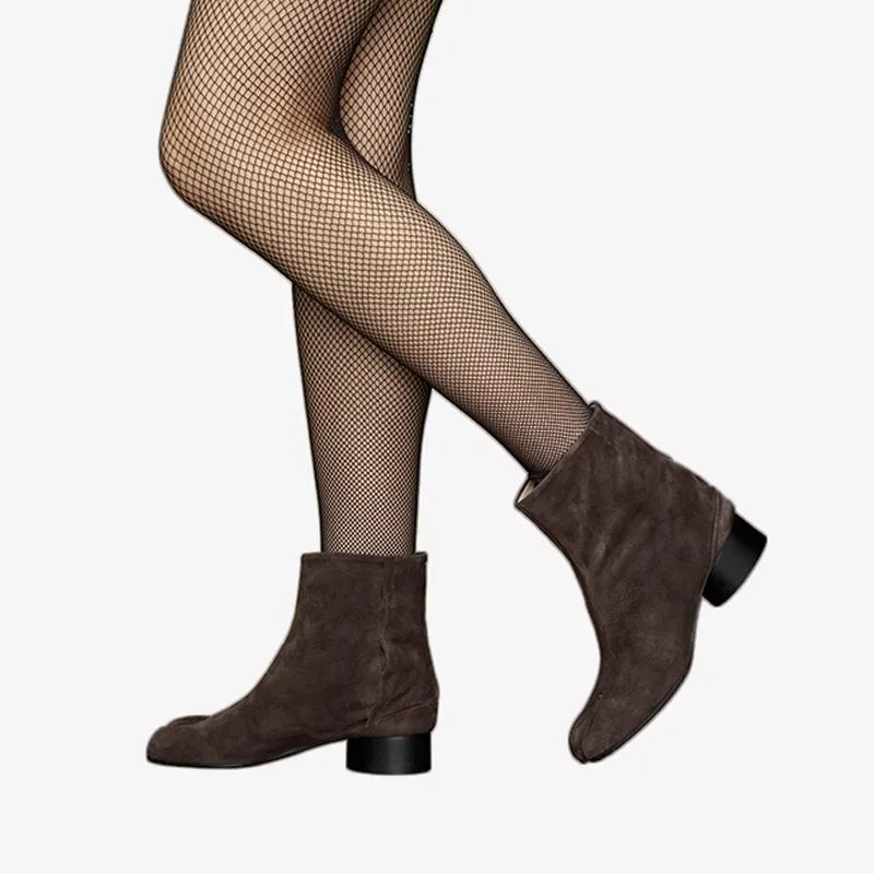 Elegant Suede Tabi Ankle Boots 30mm