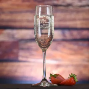 Engraved Wedding Wreath Champagne Flute