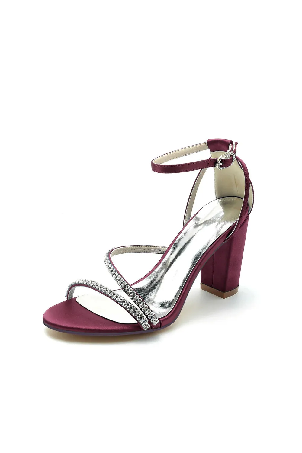 Faux Silk Strappy Chunky Heel Prom Shoes