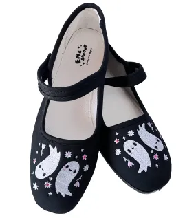 Floral Ghosts Embroidered Flats - Mary Jane Shoes
