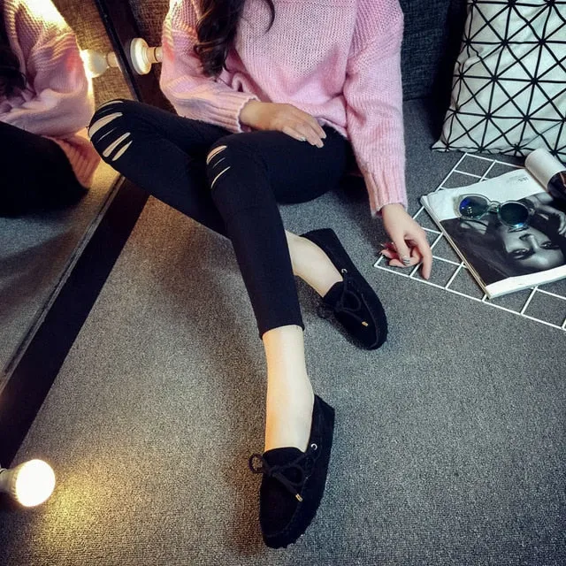 Genuine Leather Women Shoes 100% Flat Shoes Casual
