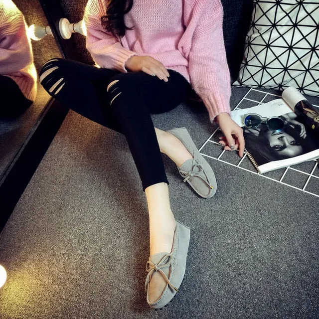 Genuine Leather Women Shoes 100% Flat Shoes Casual