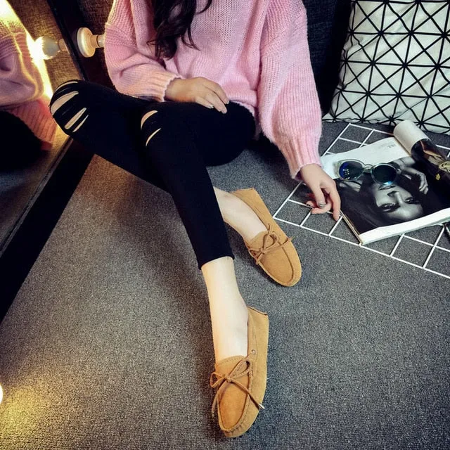 Genuine Leather Women Shoes 100% Flat Shoes Casual