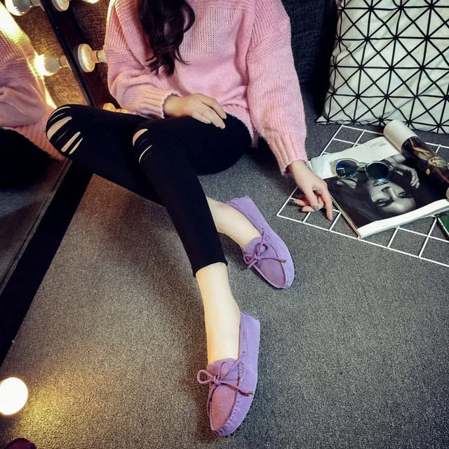 Genuine Leather Women Shoes 100% Flat Shoes Casual