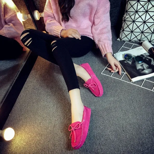 Genuine Leather Women Shoes 100% Flat Shoes Casual