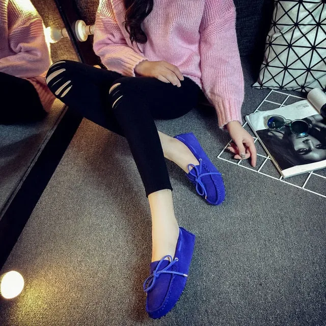 Genuine Leather Women Shoes 100% Flat Shoes Casual