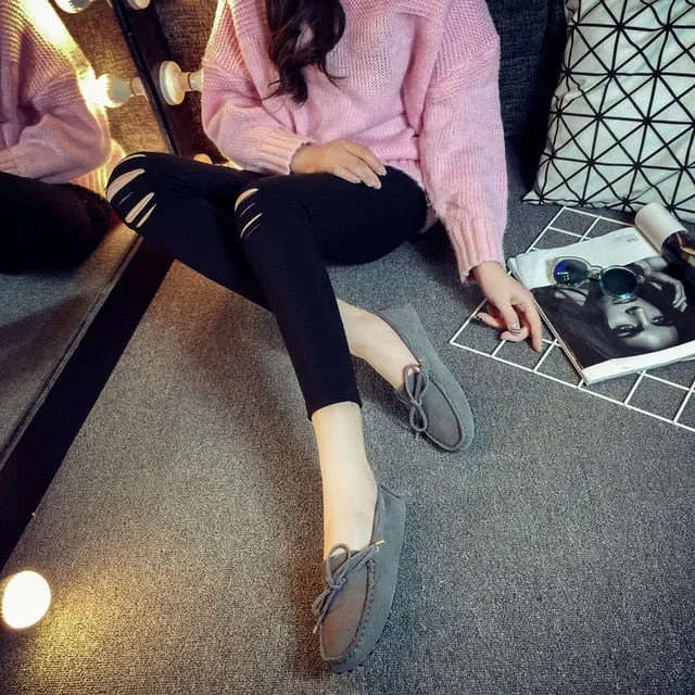 Genuine Leather Women Shoes 100% Flat Shoes Casual
