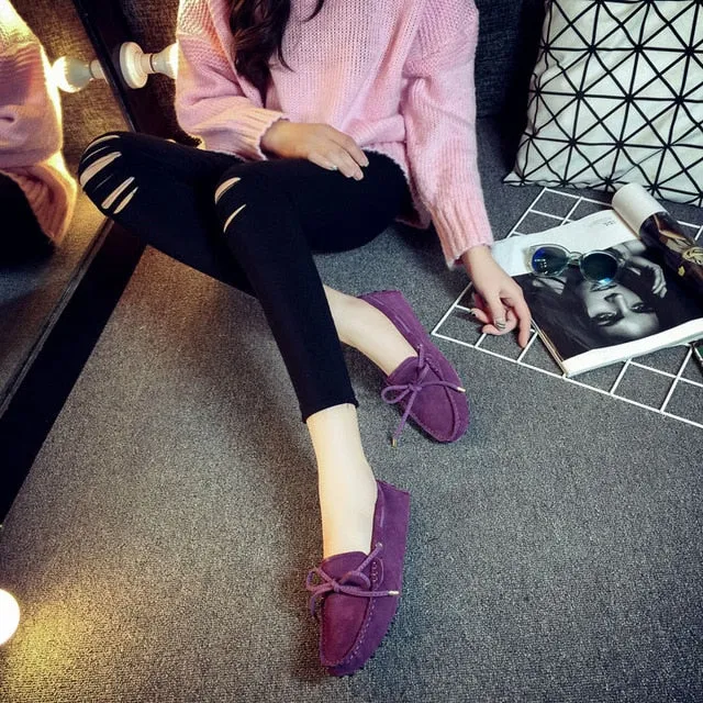Genuine Leather Women Shoes 100% Flat Shoes Casual