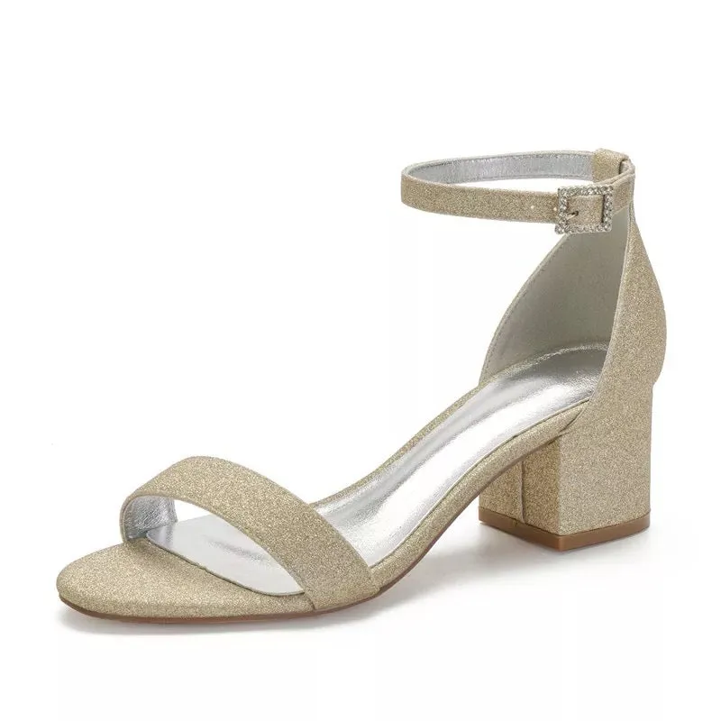 Glitter Bridal Shoes | Block Heel Wedding Shoes