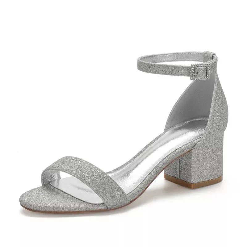Glitter Bridal Shoes | Block Heel Wedding Shoes