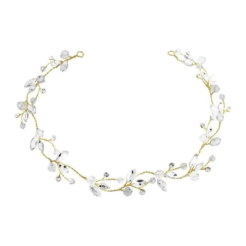 Gold Bridal Hair Vine with Crystals, 3998
